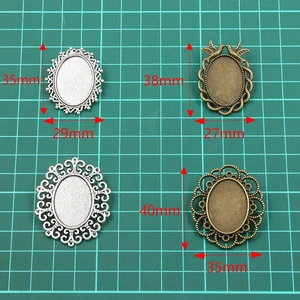 Ovale Broschenbasis aus Legierung für DIY-Schmuck in Antik-Silber und Bronze-Finish
