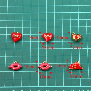 304 stainless steel gold plated enamel pendants featuring hearts lips and hats