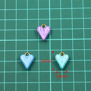 12x16mm 304 stainless steel gold plated enamel heart pendants in purple blue and green