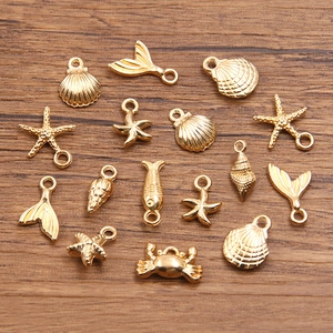 15-tlg. KC-Gold DIY Legierungsanhänger mit Meeresmotiven wie Seesterne, Muscheln und Krabben