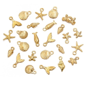 Goldene KC-Legierung Ozean-Anhänger Set mit Seesternen und Muscheln für DIY-Schmuckherstellung