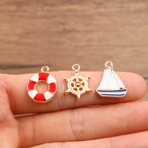 DIY nautical alloy charms with gold plating and enamel pendants for jewelry making