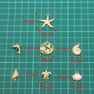 Meeresbewohner-Anhänger aus goldener Legierung wie Seestern und Schildkröte für DIY-Schmuck