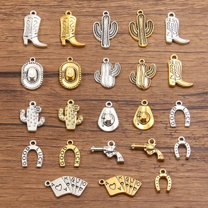 Ciondoli in Lega Cowboy Western Retro per Creazione Gioielli Fai da Te Cactus Stivali Cappello Ferro di Cavallo Pistola Carte Charms