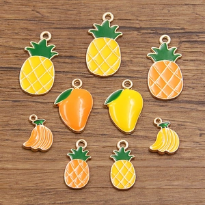 Alloy Enamel Fruit Charms DIY Jewelry Making Pineapple Mango Banana Persimmon Pendants For Necklace Earring Handcrafted Women Jewelry