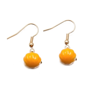 Gouden 304 roestvrijstalen pompoen oorbellen met oranje emaille afwerking