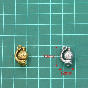 3D rotating globe pendant in gold and silver stainless steel 12x18mm for DIY jewelry making