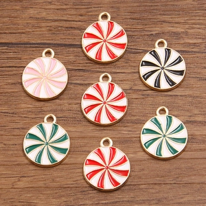 Christmas swirl peppermint candy charms in alloy for DIY jewelry making