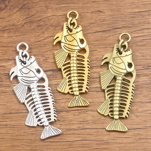 Vintage Legering Visgraat Skelet Hangers Voor DIY Sieraden Maken Holle Dier Charms Antiek Brons Goud Zilver Accessoire