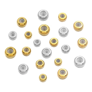 Edelstahl-Radperlen mit Silikonkern und Seilstruktur in Gold- und Silbausführung