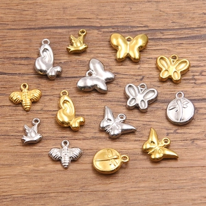 304 Stainless Steel Animal Charms Butterfly Bee Bird Dragonfly Pendants Gold Silver Plated Jewelry Making DIY Accessories