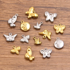 Mixed 304 stainless steel animal charms in gold and silver plating for jewelry making