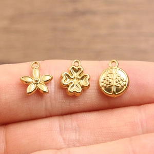 Pendentifs en acier inoxydable 304 doré fleur trèfle et arbre de vie pour bijoux DIY