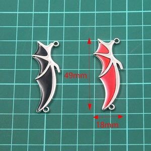 Colgantes de alas de murciélago DIY negro y rojo, 49x18mm para joyería de Halloween