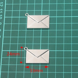 Antique silver envelope pendant charm 33x24mm for DIY jewelry making and crafts