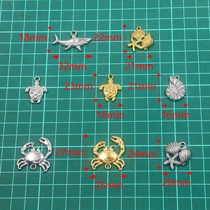 Colgantes de criaturas marinas de acero inoxidable con tiburón y tortuga para hacer joyas