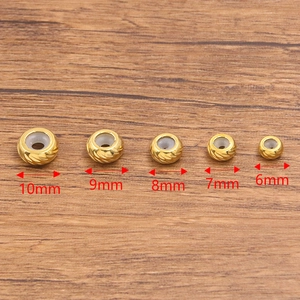 Goldene vakuumvergoldete Edelstahl-Abstandshalterperlen 6-10 mm für DIY-Schmuckherstellung