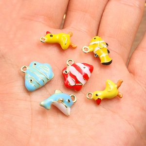 Colorful 3D animal enamel charms with duck, fish, and dolphin shapes for DIY jewelry