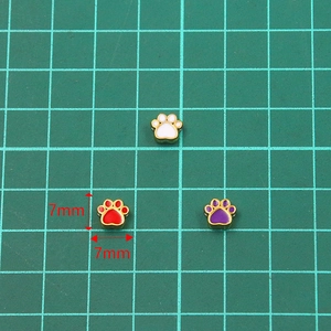 7mm Stainless steel double-sided colorful enamel dog paw charms for DIY jewelry making