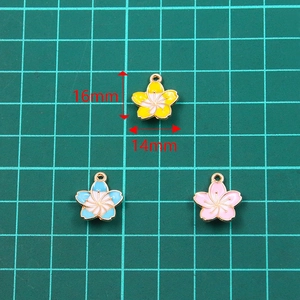 Enamel cherry blossom flower pendants in three colors with 14x16mm size dimensions
