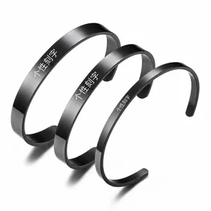 Minimalist Stainless Steel Open Cuff Bangle For Women Men Unisex Polished Brushed Finish Plain Adjustable Metal Bracelet Jewelry