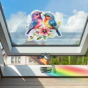 Rainbow Suncatcher Window Clings Laser PVC Window Sticker Bird And Flower Pattern Decorative Glass Decals For Home Decor