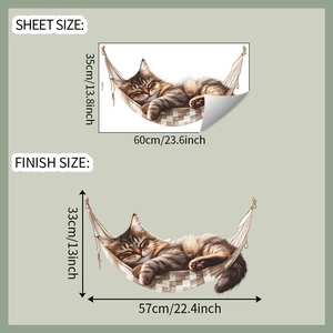 Detailliertes Größendiagramm für Katzenhängematte Wandaufkleber mit Maßen 60x35cm Blatt