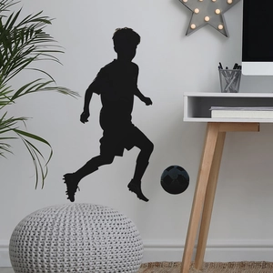 Black vinyl soccer player wall sticker silhouette for kids bedroom and sports home decor