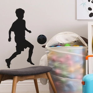 Soccer boy silhouette wall decal in black PVC for kids bedroom and home decor