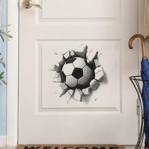 3D football wall sticker with realistic broken wall effect for home decor