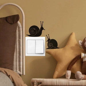 Decorative black snail silhouette wall stickers for bedroom light switch decoration