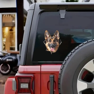 Adesivo creativo per auto Pastore Tedesco con effetto realistico di vetro rotto 3D