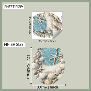 Detailed size dimensions of beach starfish seashell waterproof toilet seat wall stickers