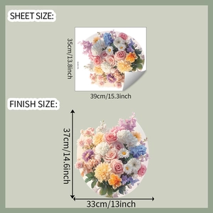 Spécifications de taille pour les stickers muraux fleuris avec dimensions de mise en page