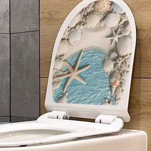 Starfish and seashell ocean theme toilet seat lid decal sticker for bathroom decoration