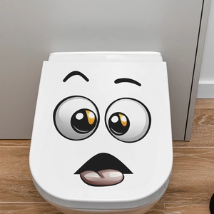 Creative cute cartoon facial expression sticker for bathroom toilet lid decoration