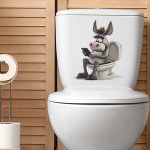 Lustiger Esel am Handy Wasserdichter PVC Toilettenaufkleber für das Badezimmer