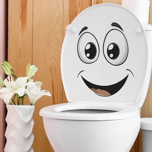 Funny Cartoon Big Eyes Smiley Face Toilet Sticker Waterproof PVC Decal Creative Bathroom Wall Sticker For Home Decor