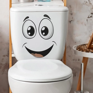 Funny big eyes expression toilet sticker for creative bathroom wall decoration