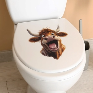 Funny Highland Cow toilet seat sticker for creative bathroom decoration and home aesthetic