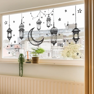 Minimalist moon and stars hanging wall decals for window and home background decoration