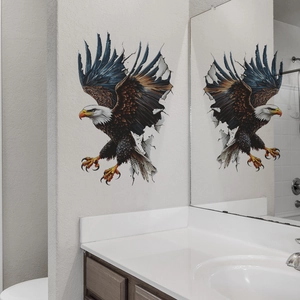 Adesivo murale 3D aquila calva con effetto muro rotto per decorazione interni