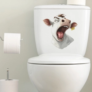 Funny cartoon cow wall sticker for bathroom toilet decoration with creative cow head design