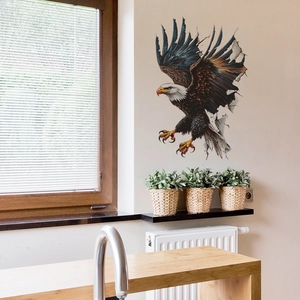 Adesivo murale 3D con aquila ed effetto muro rotto per decorazione interni soggiorno