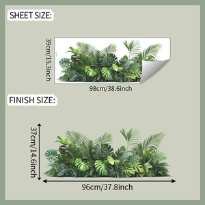 Détails du sticker mural feuilles de monstera tropicales avec guide des dimensions réelles