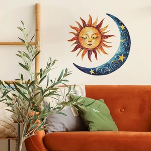 Celestial Bohemian Sun and Moon Wall Stickers PVC Decorative Waterproof Mural for Bedroom Living Room Home Decor Artistic Poster