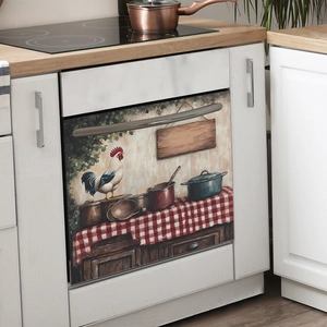 Rustic farmhouse rooster magnetic sticker for dishwasher and kitchen cabinet decoration