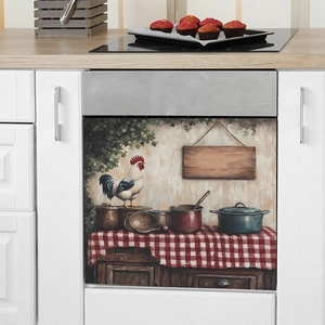 Self-adhesive rustic rooster wallpaper sticker for kitchen cabinets and appliances decor
