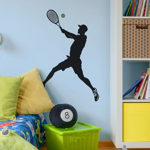 Sticker mural créatif de silhouette de joueur de tennis pour décor de chambre sport