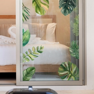 Tropical monstera leaf wall stickers for refreshing home decor in bedroom and living room